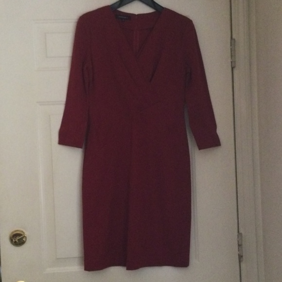Lafayette 148 Red Pleated Crossover Bodice Dress 8 - Picture 9 of 13